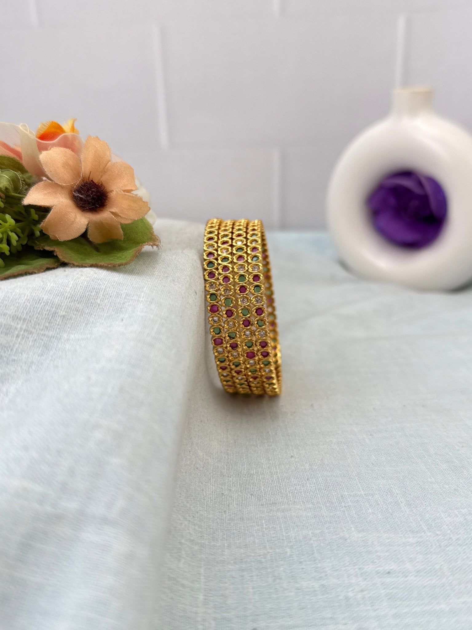 Royal Gold Like Stone Bangles 7171 - Mahilas