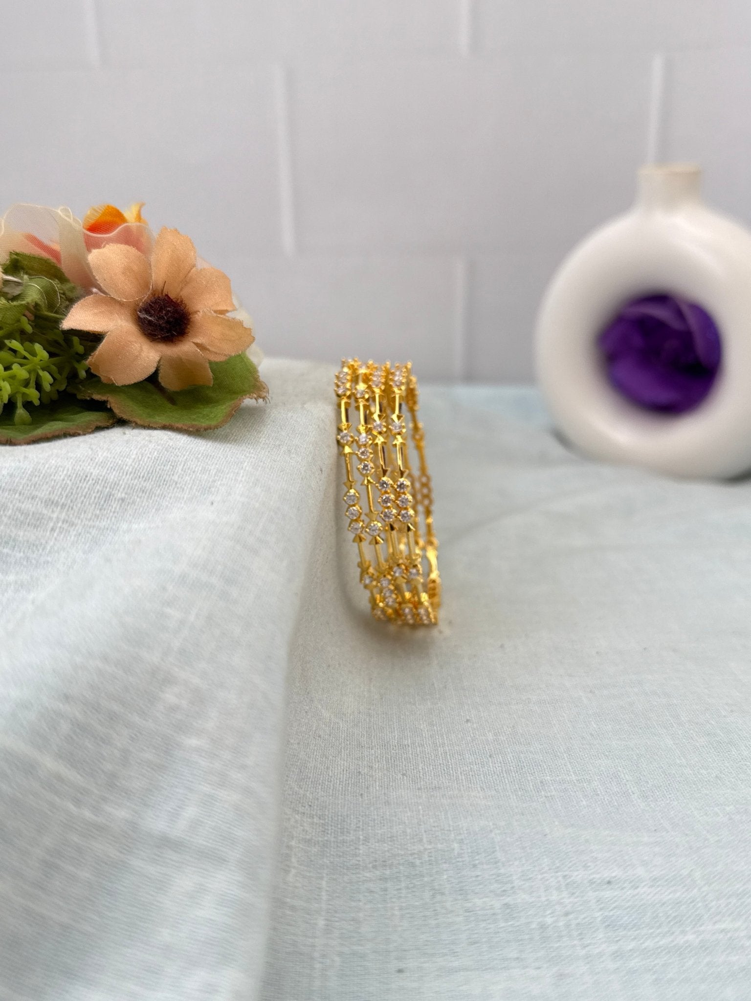 Royal Gold Like Stone Bangles 7173 - Mahilas