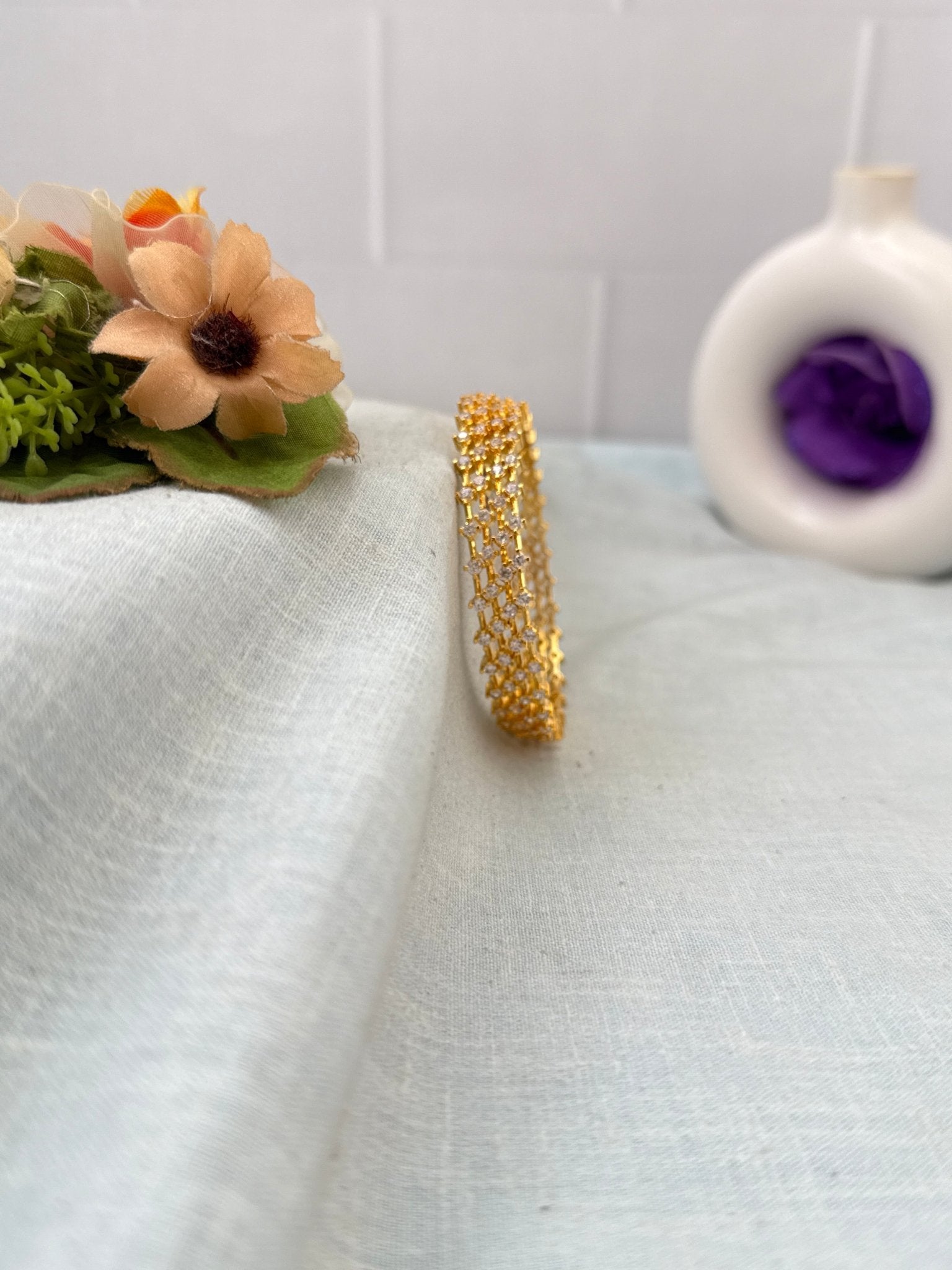 Royal Gold Like Stone Bangles 7177 - Mahilas