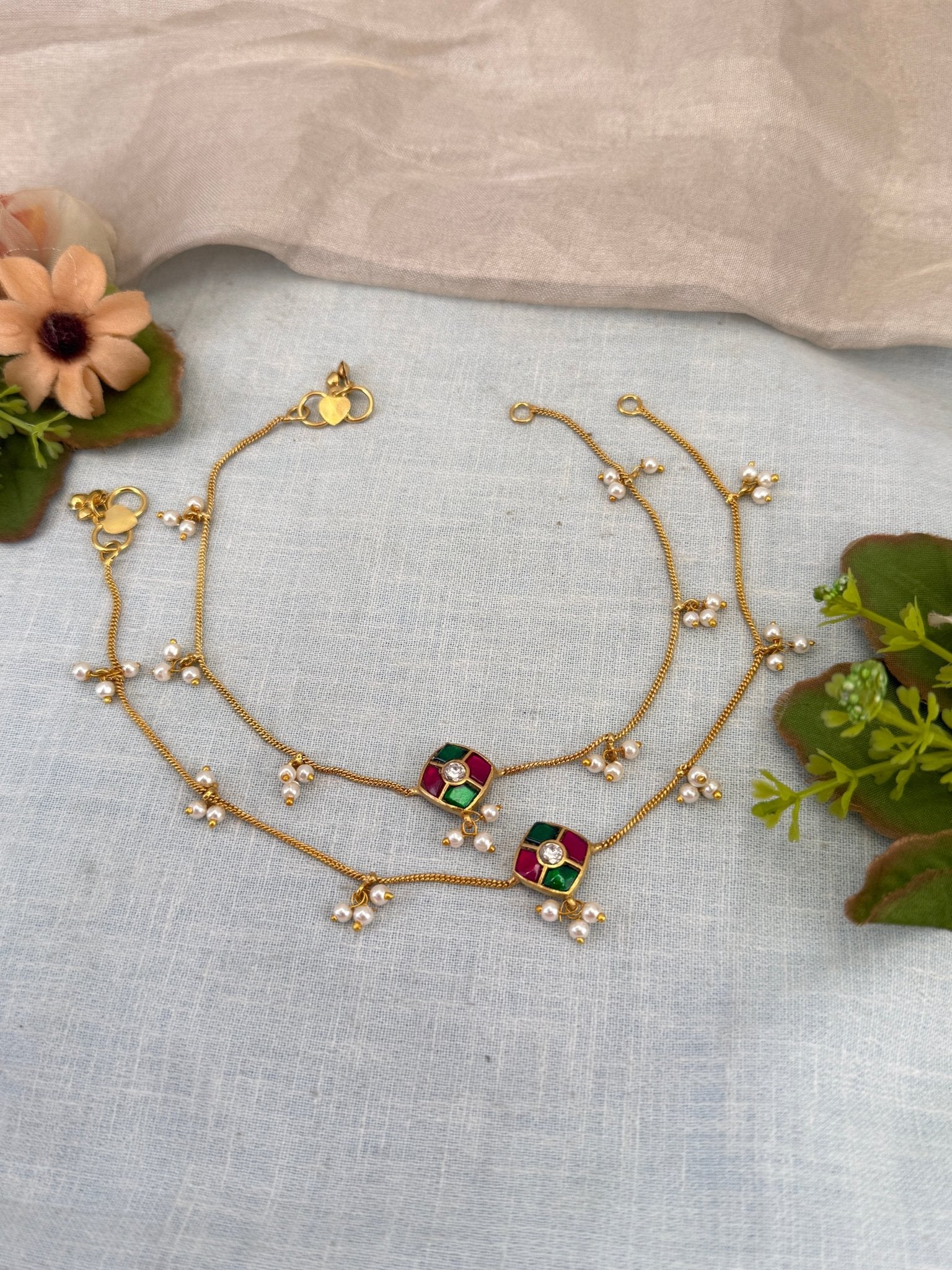 Royal Jadau kundan Anklet Payal 0332 - Mahilas