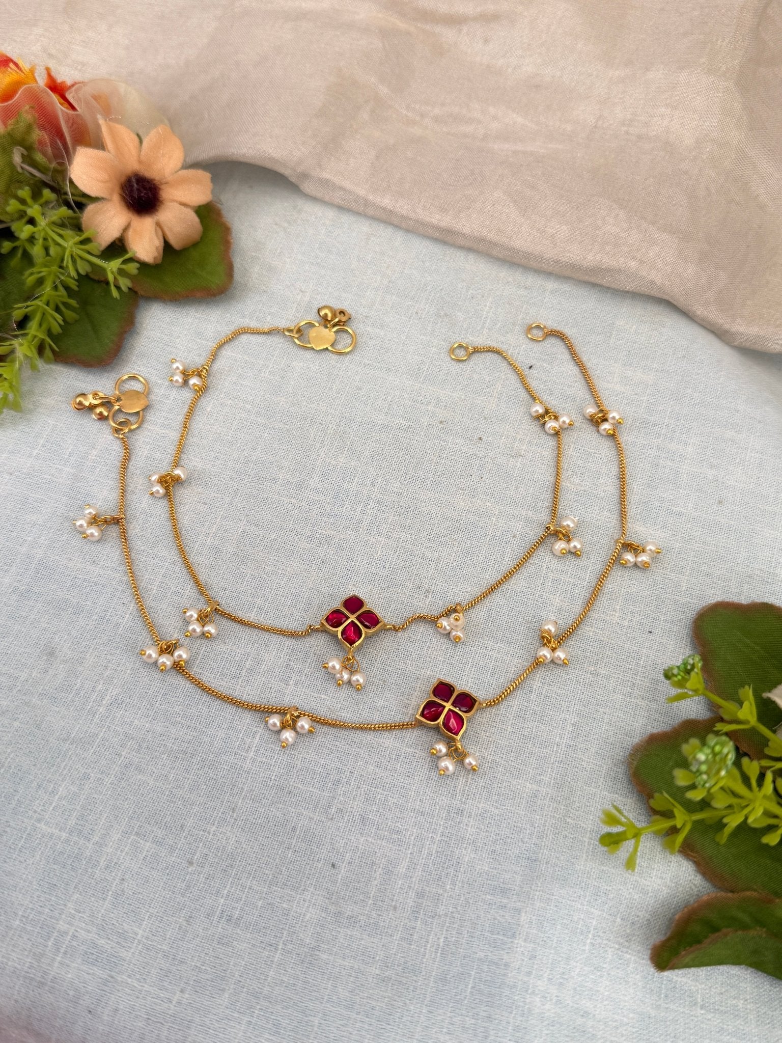 Royal Jadau kundan Anklet Payal 0334 - Mahilas
