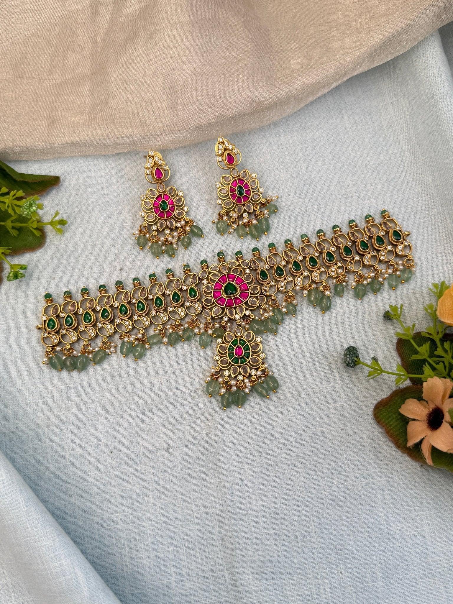 Royal Jadau Kundan Choker Necklace Set 571 - Mahilas