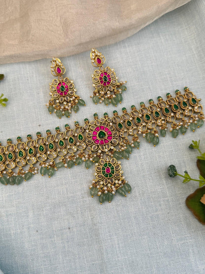 Royal Jadau Kundan Choker Necklace Set 571 - Mahilas