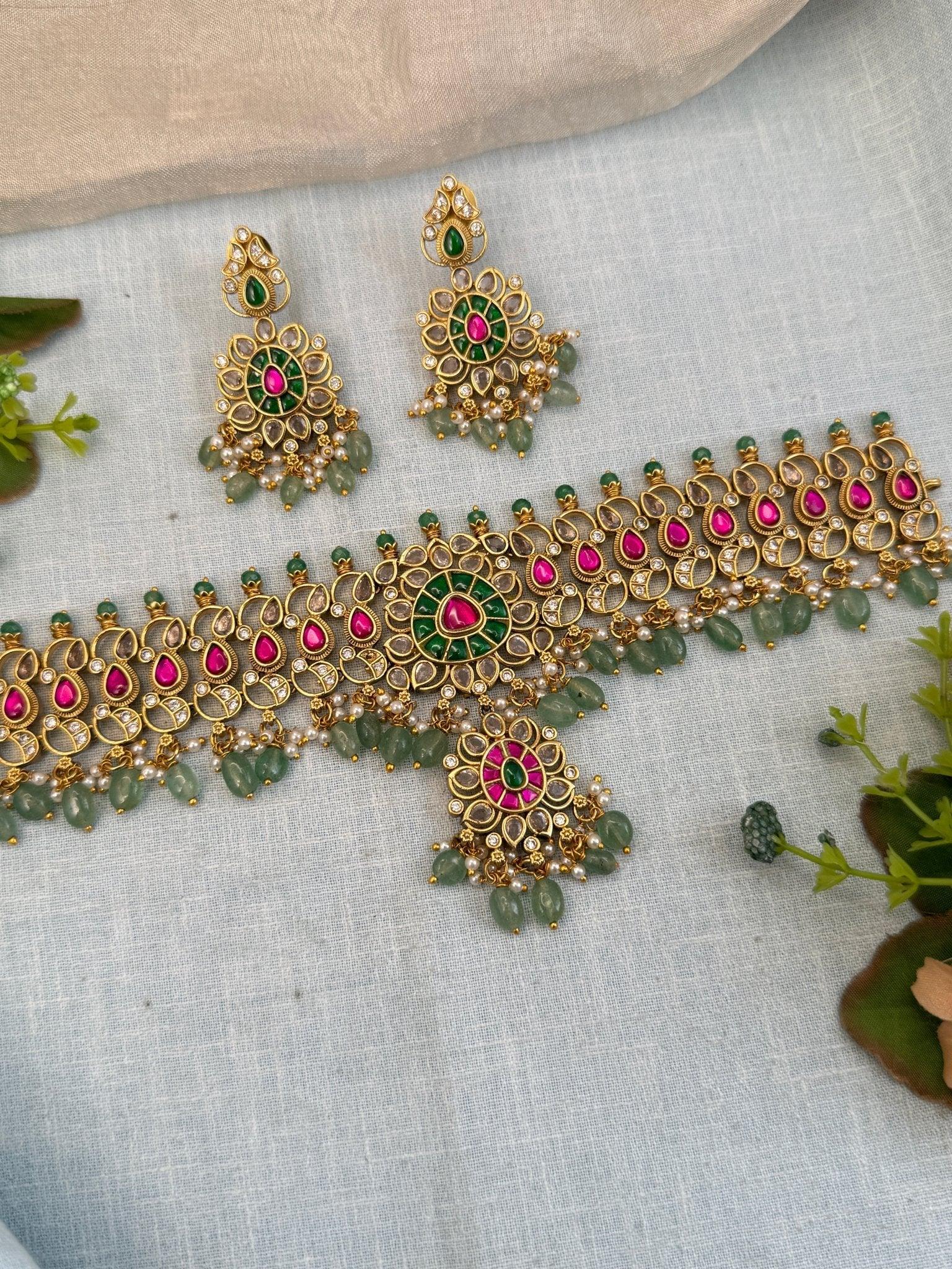 Royal Jadau Kundan Choker Necklace Set 572 - Mahilas