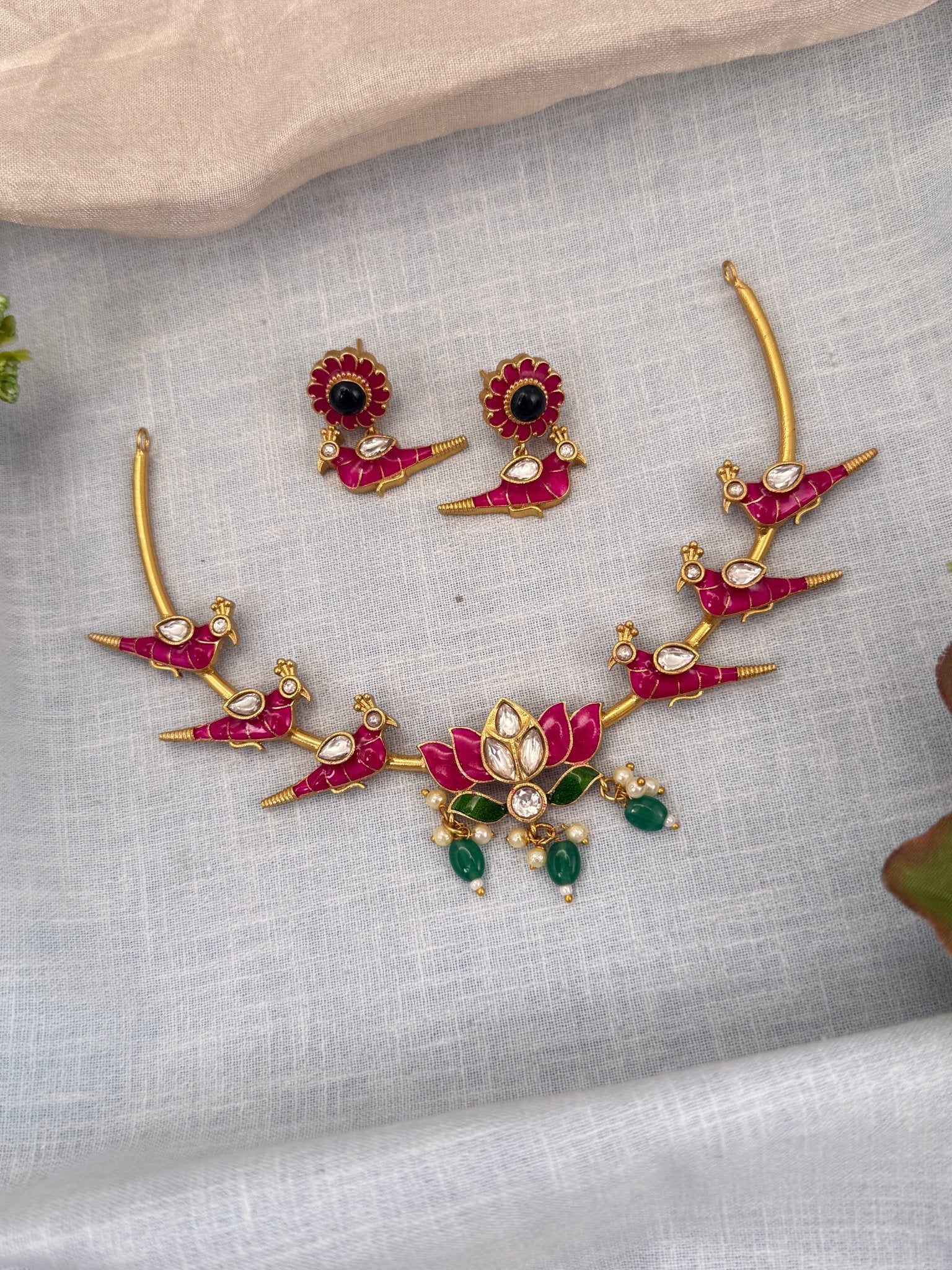 Royal Jadau Kundan Choker Necklace Set 630 - Mahilas