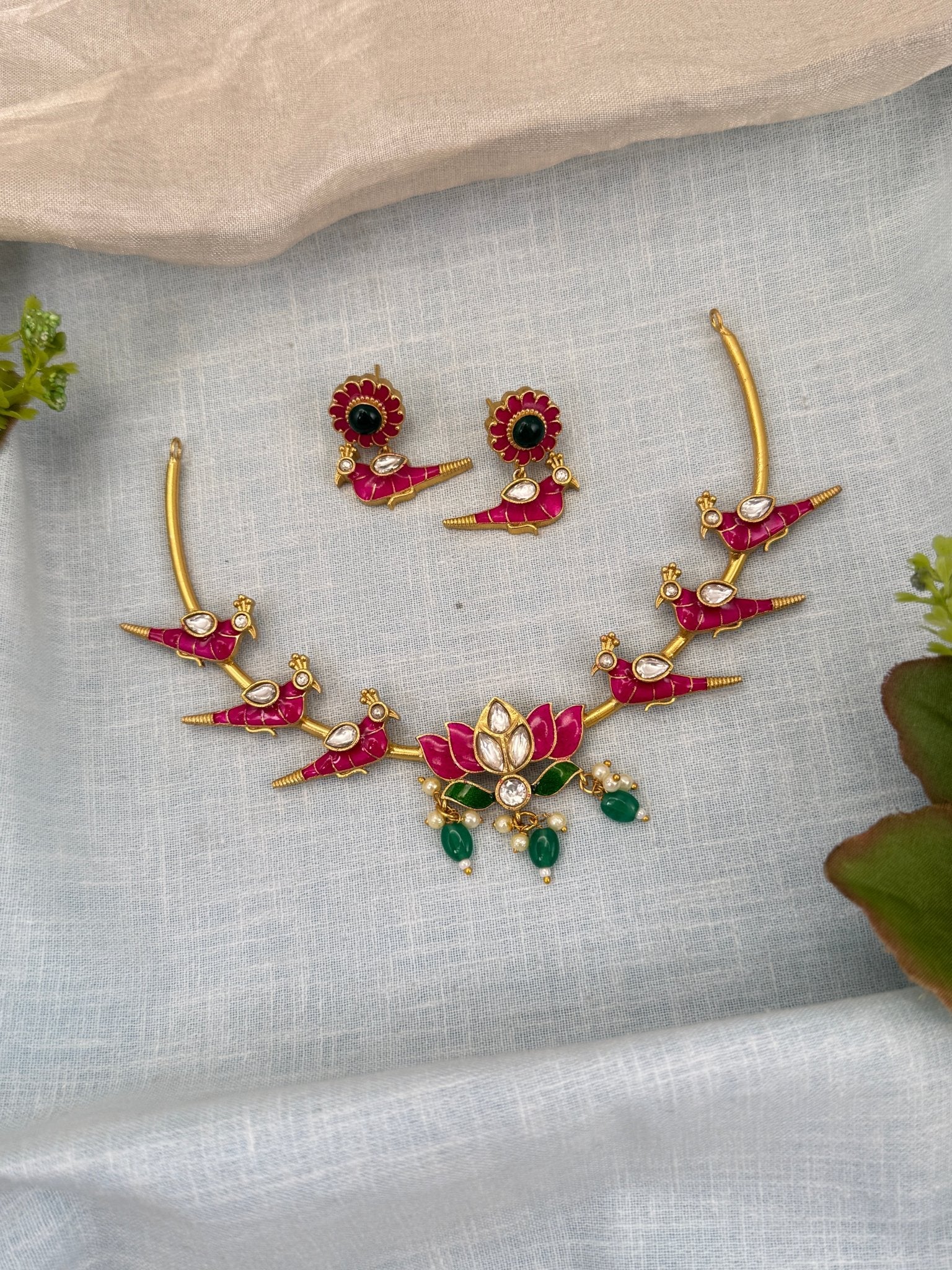 Royal Jadau Kundan Choker Necklace Set 630 - Mahilas