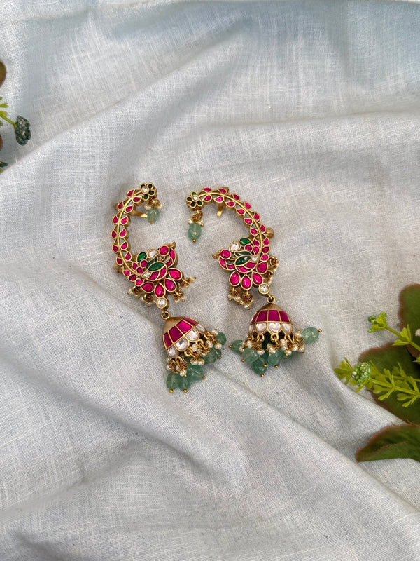 Royal Jadau Kundan Earcuff Earrings Jhumka 0579