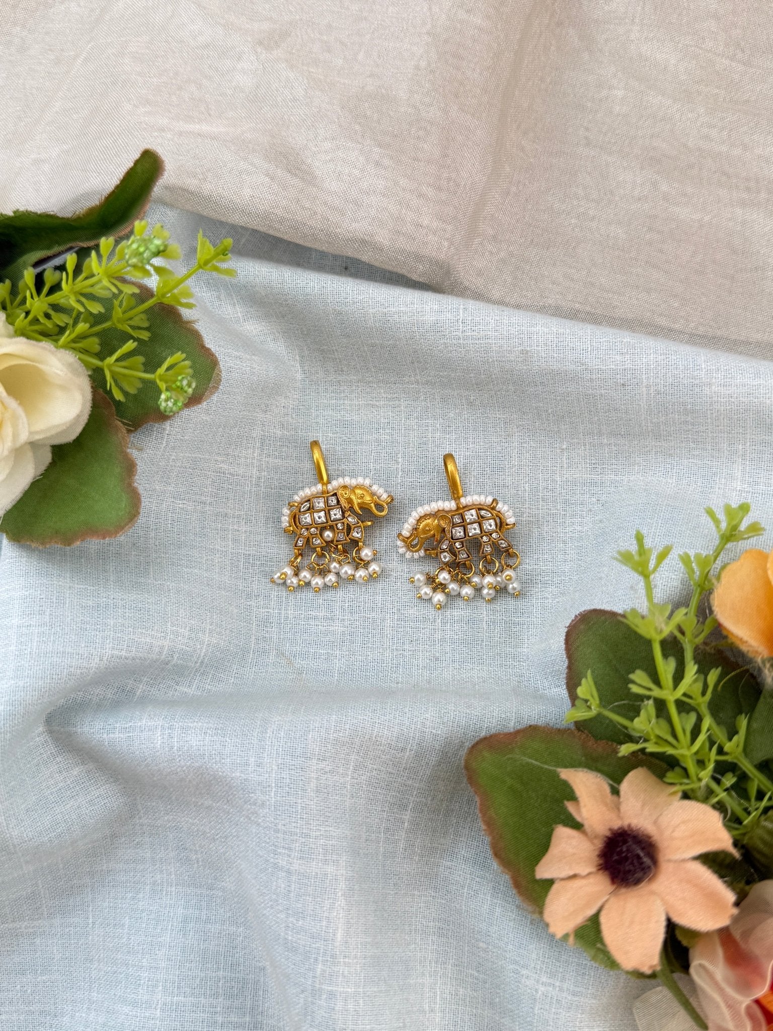 Royal Jadau Kundan Elephant Bugadi Earrings 0616 - Mahilas