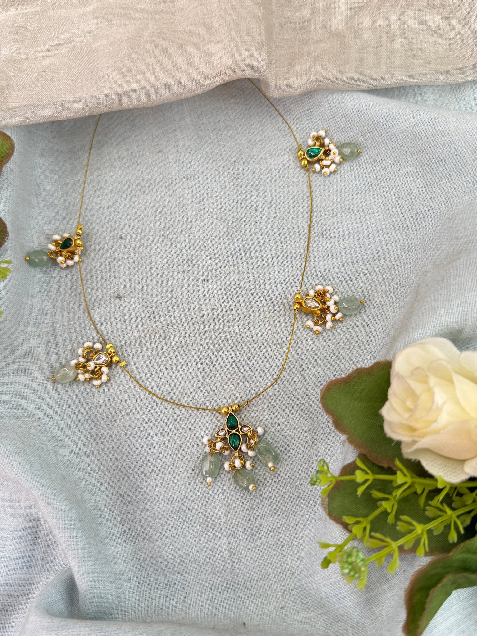 Royal Jadau Kundan Invisible Chain Necklace 1003 - Mahilas