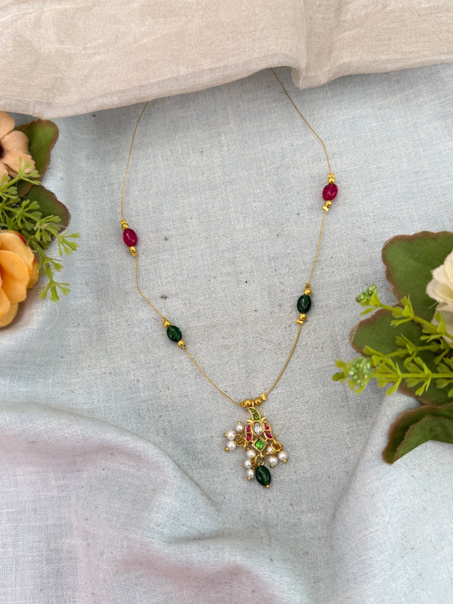 Royal Jadau Kundan Invisible Chain Necklace 1015 - Mahilas