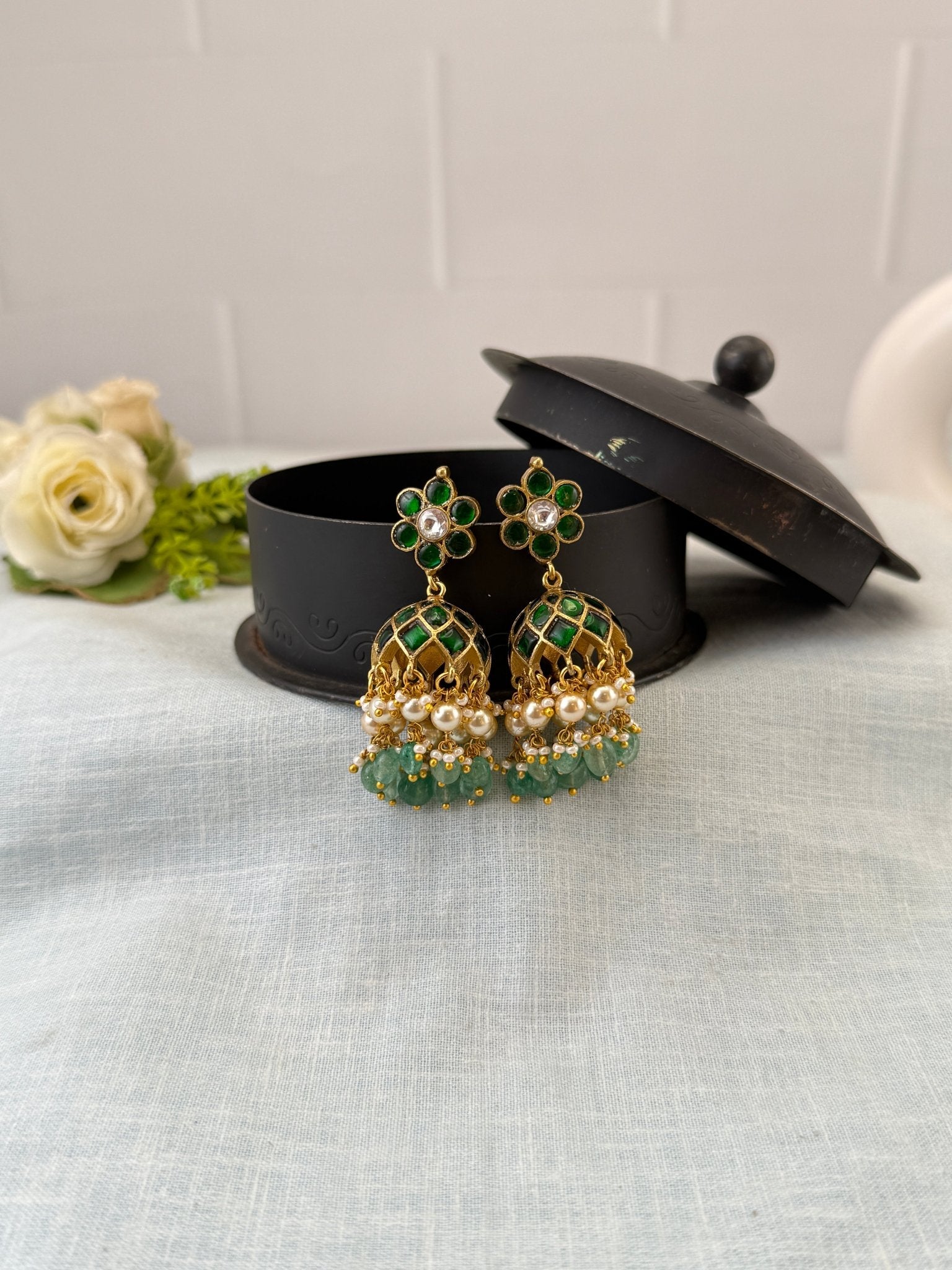 Royal Jadau Kundan Jhumka Earrings 0587 - Mahilas