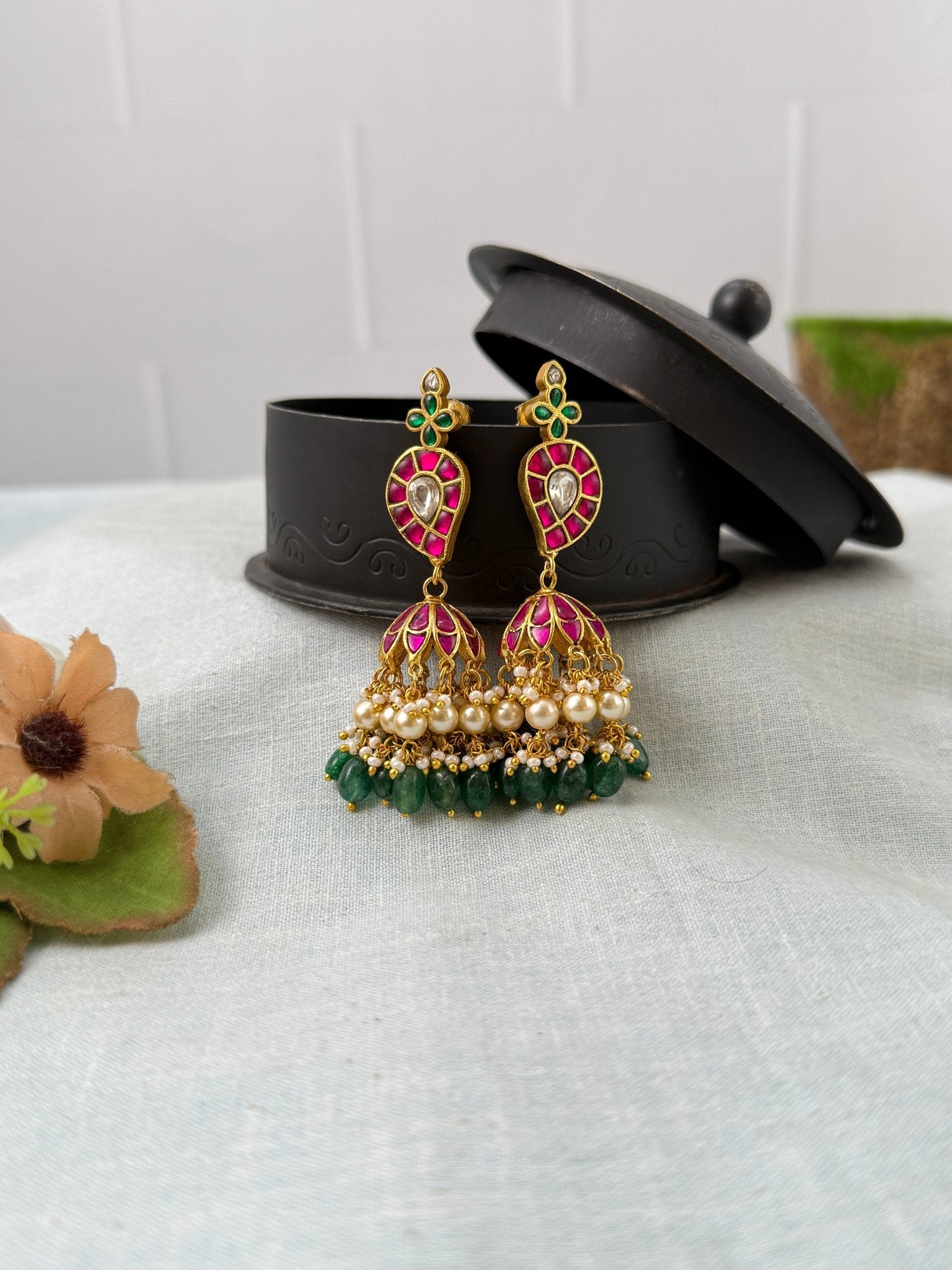 Royal Jadau Kundan Jhumka Earrings 0605 - Mahilas