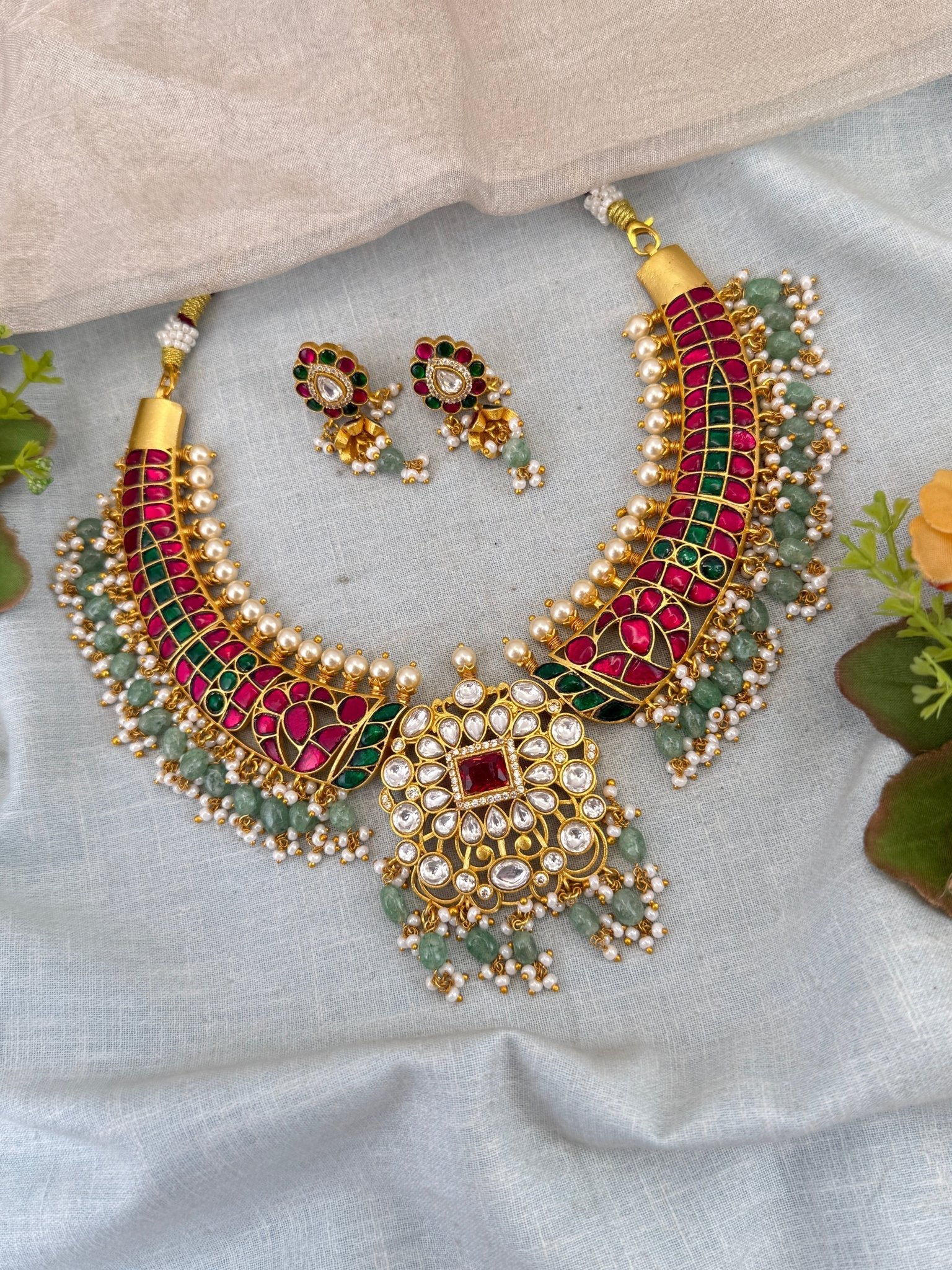 Royal Jadau Kundan Kanti Style Necklace Set 1000 - Mahilas