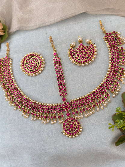 Royal Jadau Kundan Maang Tikka with Surya Chandra Set 512 - Mahilas