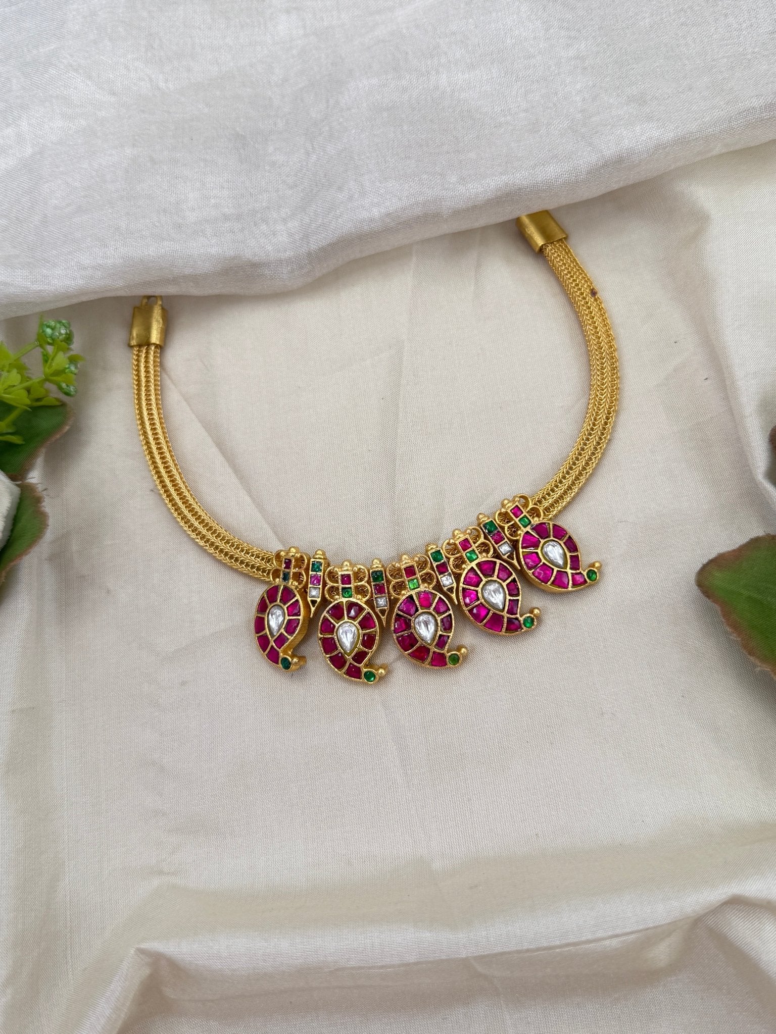 Royal Jadau Kundan Mango Choker Necklace Set 633 - Mahilas