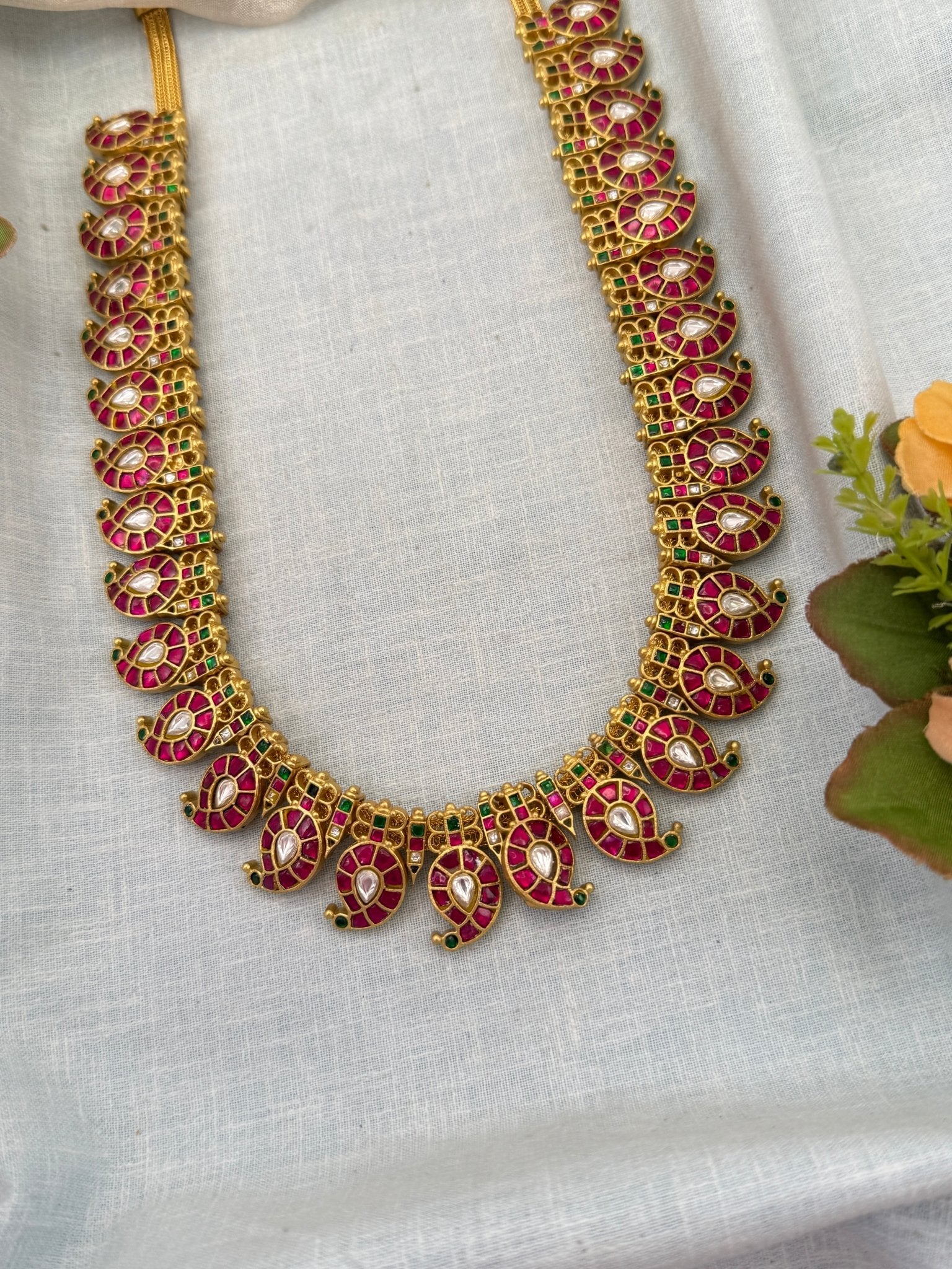 Royal Jadau Kundan Mango Necklace Set 632 - Mahilas