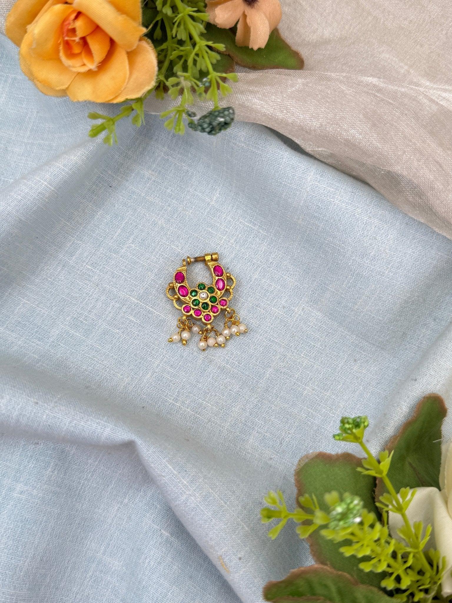 Royal Jadau Kundan Nathu Nose Pin 133 - Mahilas