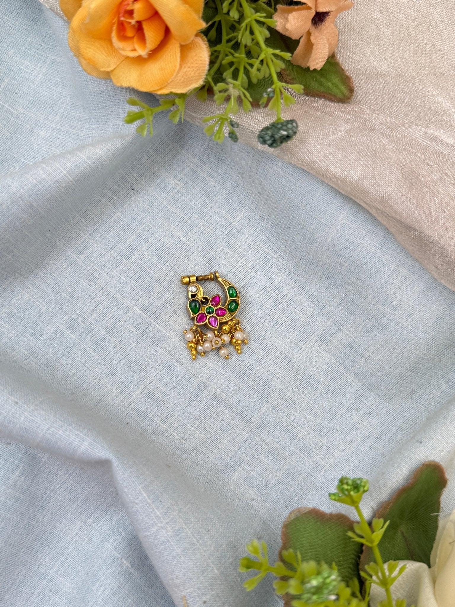 Royal Jadau Kundan Nathu Nose Pin 136 - Mahilas