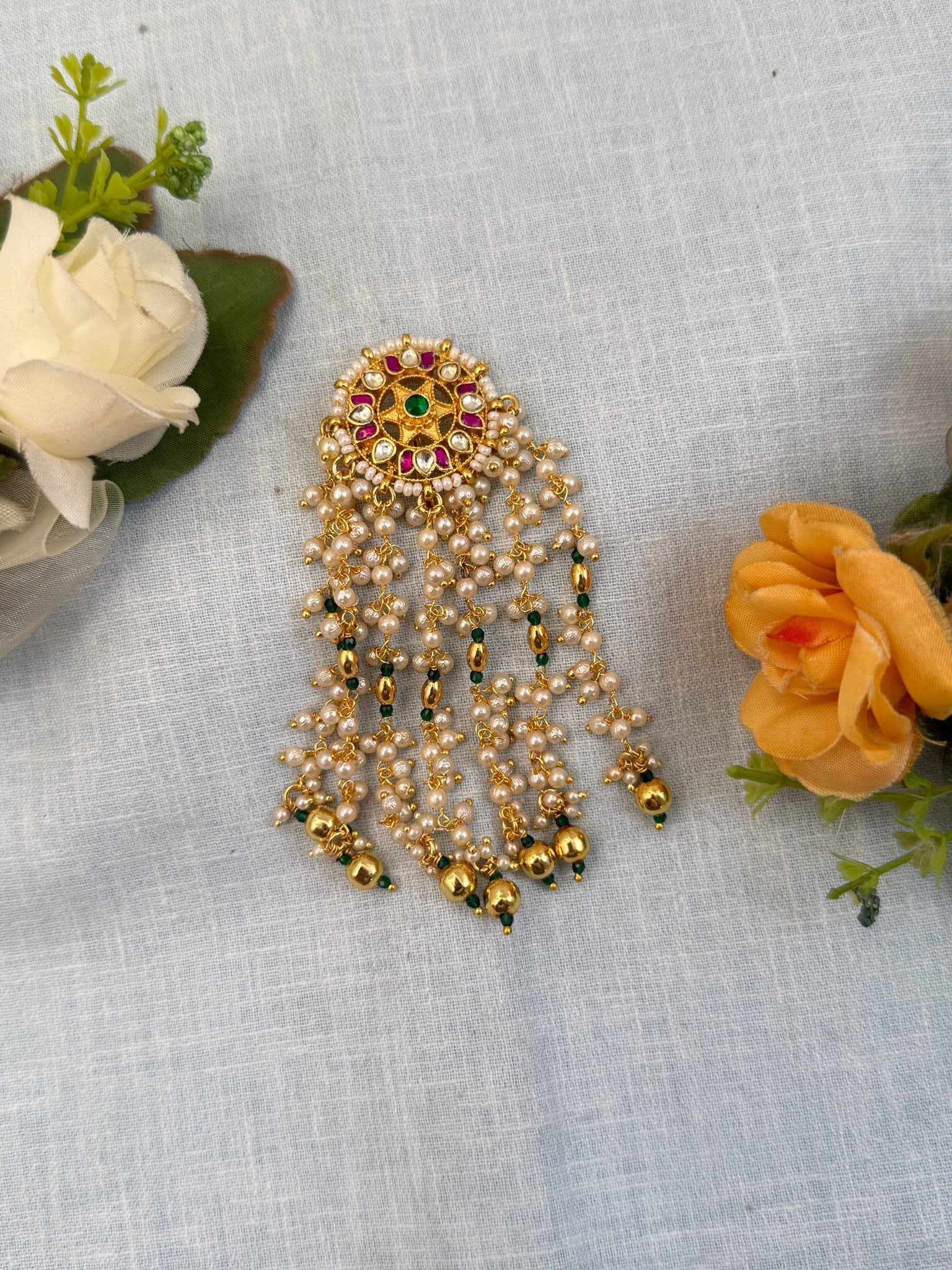 Royal Jadau Kundan Pearl Layer Small Jadebille 351 - Mahilas