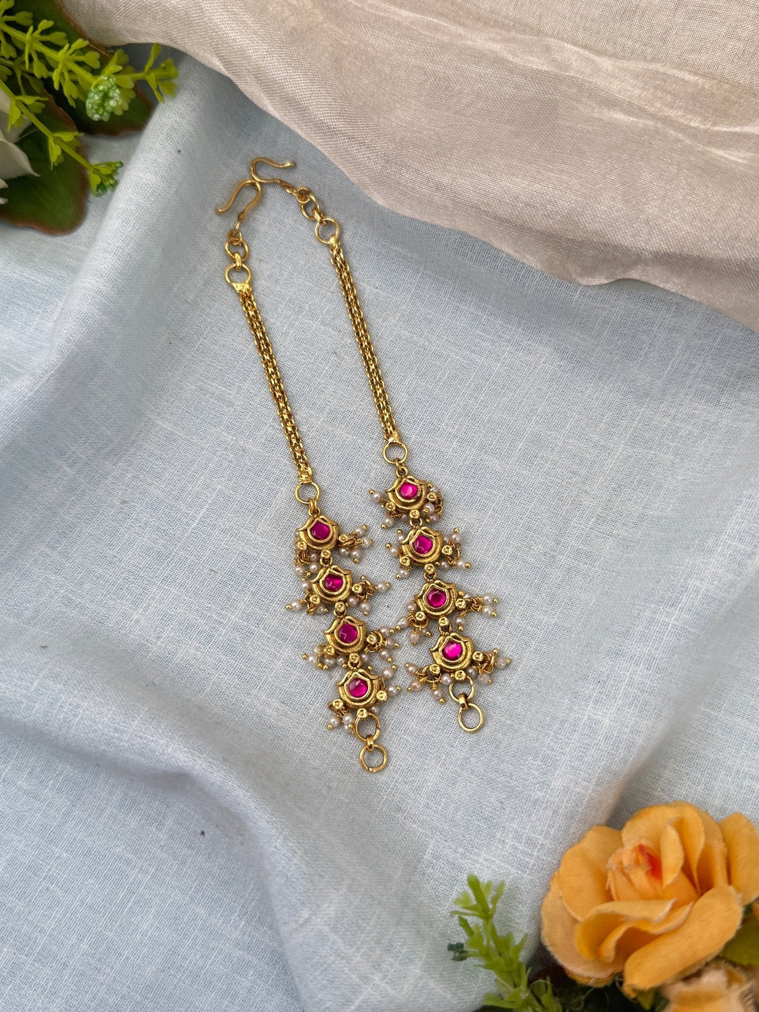 Royal Jadau Kundan Straight Maatal Earchain 388 - Mahilas