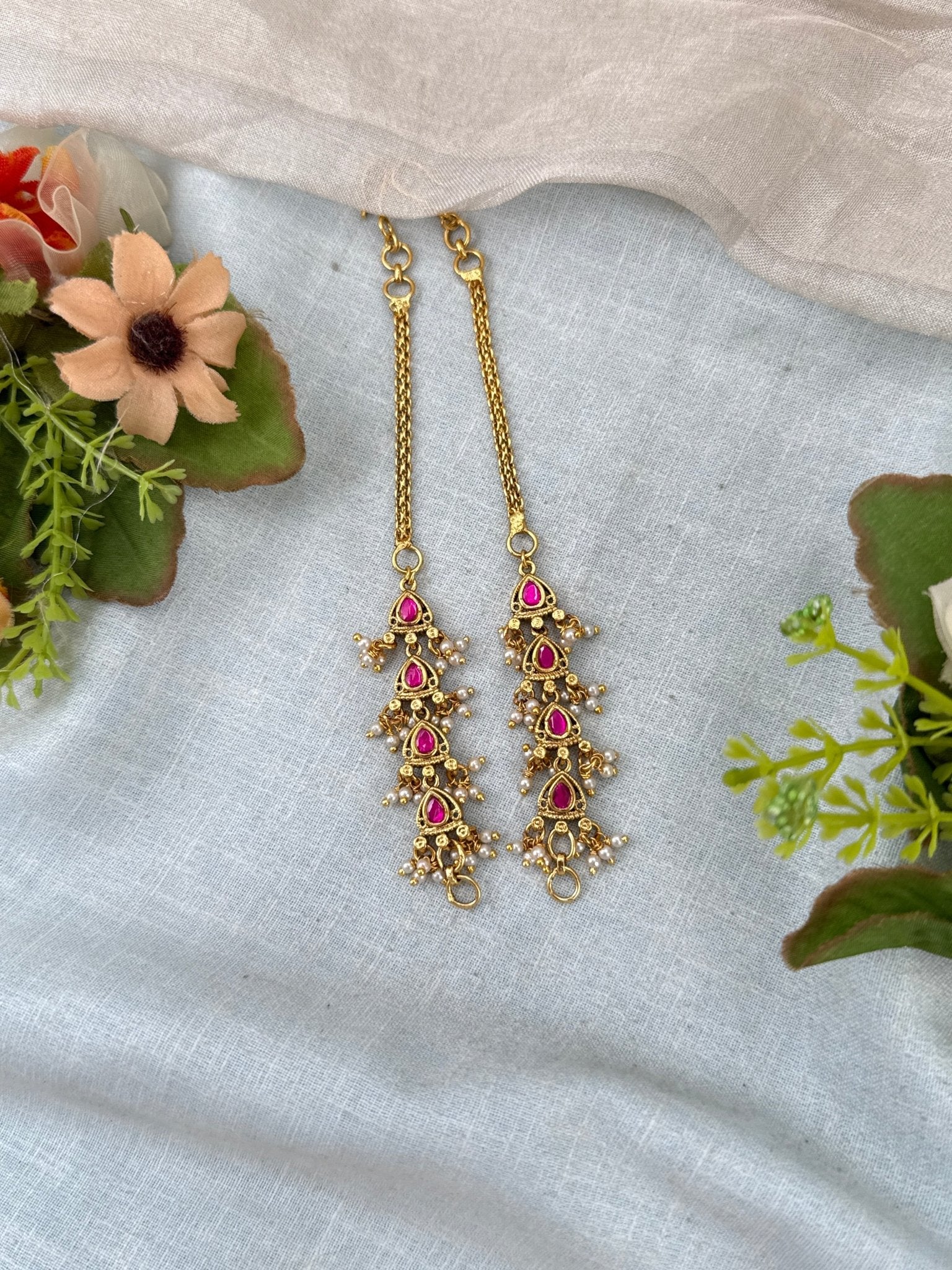 Royal Jadau Kundan Straight Maatal Earchain 488 - Mahilas