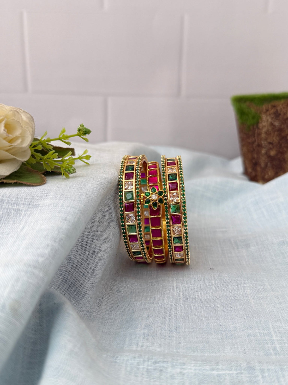 Royal Jadau & Swarna Stone Bangle Set 0045 - Mahilas