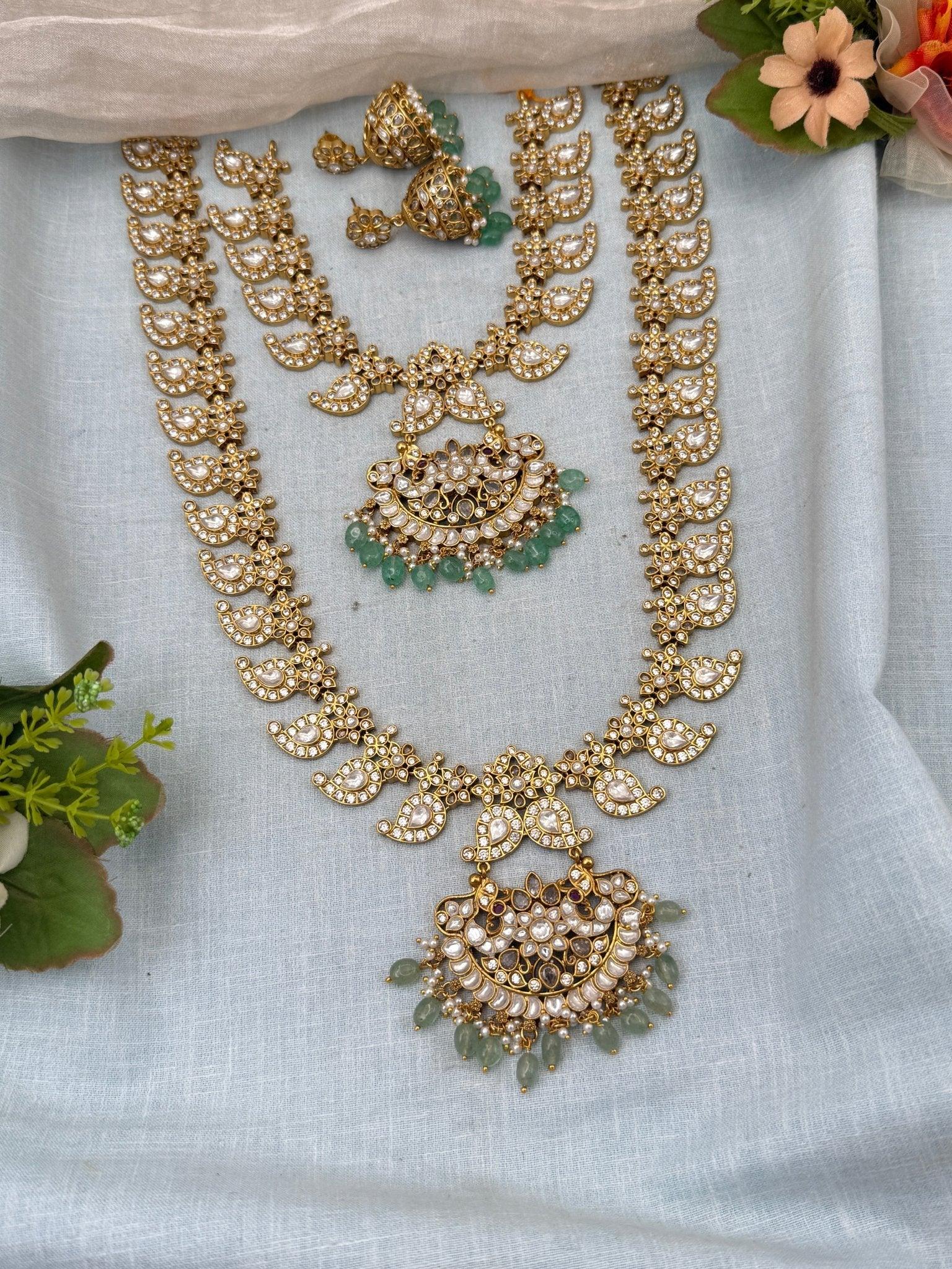 Royal Kundan Mango Semi Bridal Necklace Set 584 - Mahilas