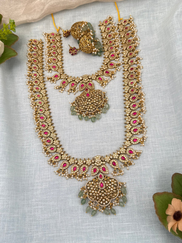 Royal Kundan Mango Semi Bridal Necklace Set 631