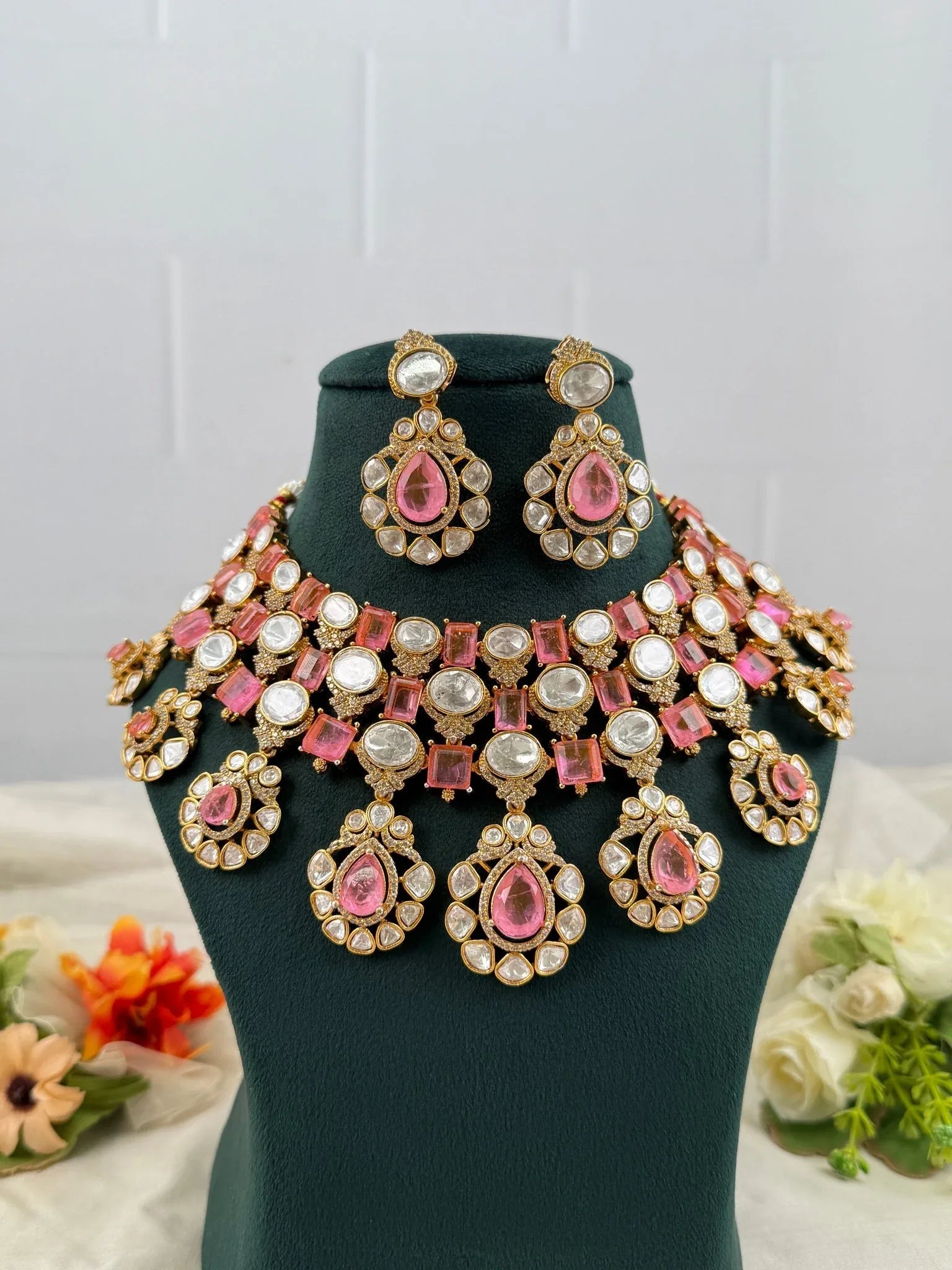Royal Kundan Pink Necklace Set 667 - Mahilas