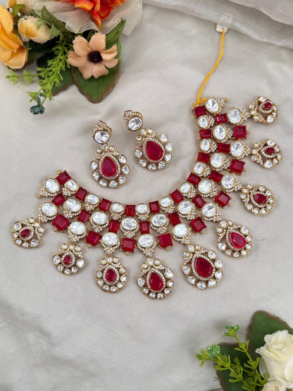 Royal Kundan Ruby Necklace Set 666 - Mahilas