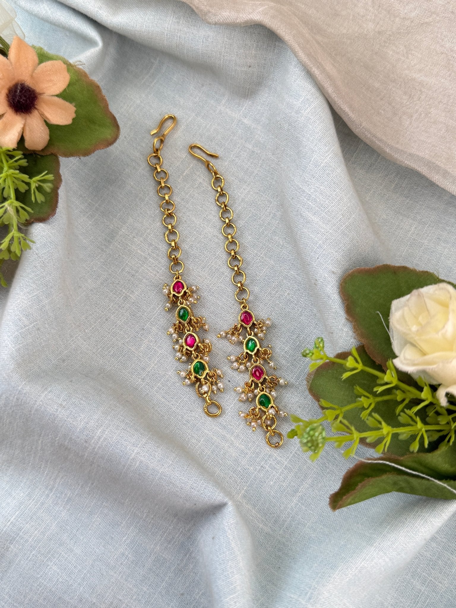 Royal Kundan Straight Maatal Earchain 544 - Mahilas
