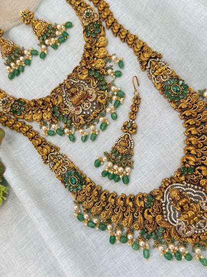 Royal Lakshmi Pendant Bridal Full Necklace Set 0913 - Mahilas