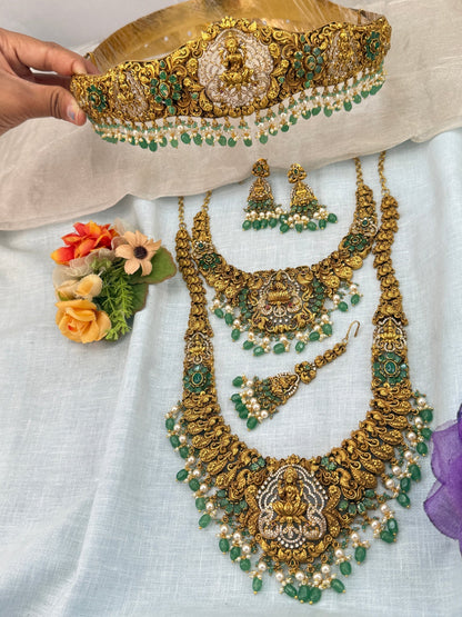 Royal Lakshmi Pendant Bridal Full Necklace Set 0913 - Mahilas