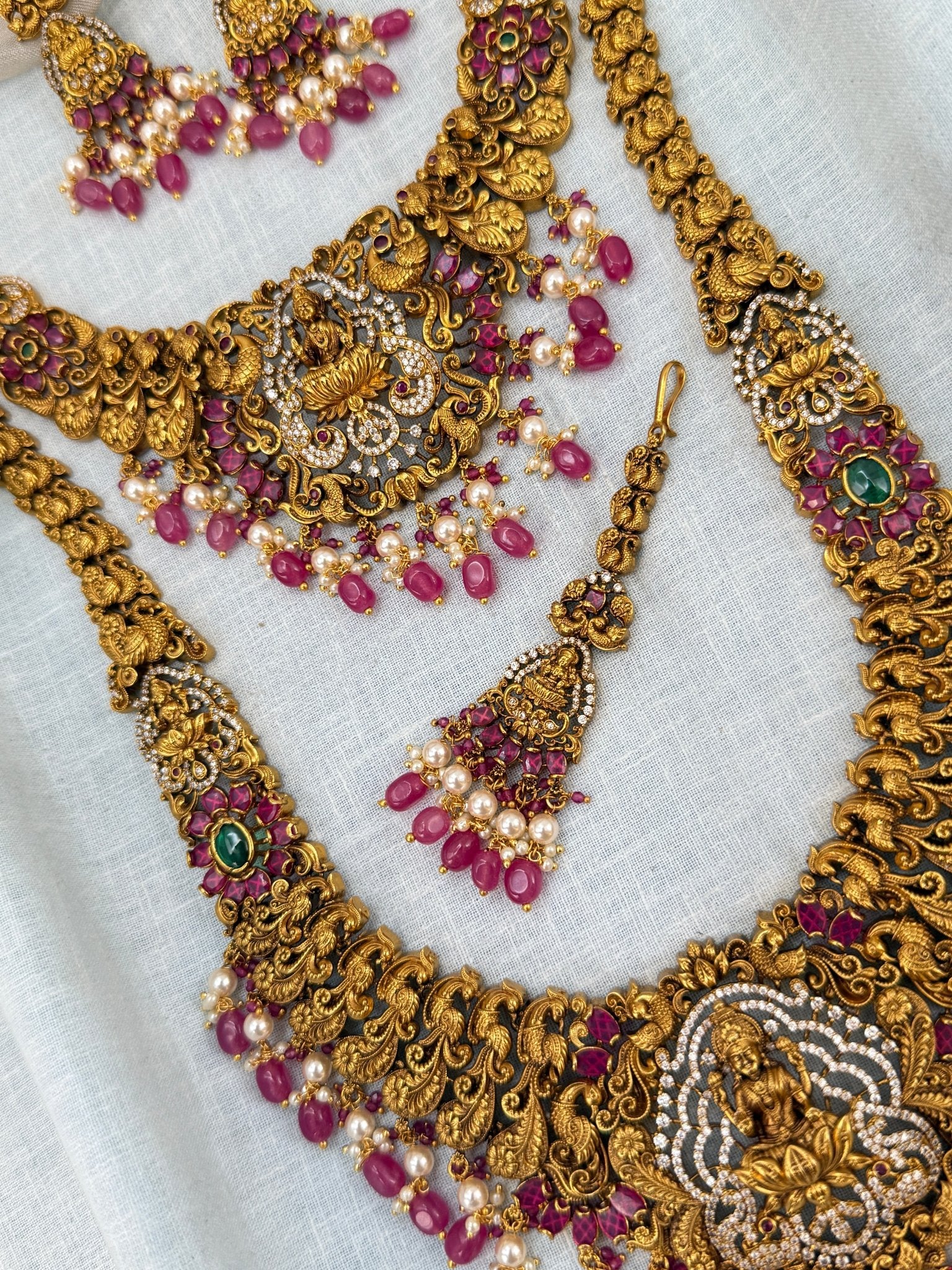 Royal Lakshmi Pendant Bridal Full Necklace Set 0914 - Mahilas