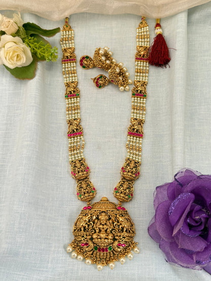 Royal Layer Antique Pendant Long Necklace Set 0600 - Mahilas