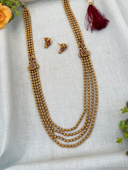 Royal Layer Peacock Antique Long Necklace Set 0428 - Mahilas