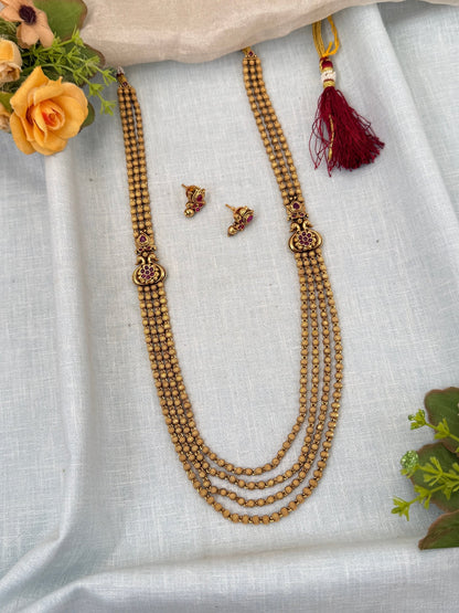 Royal Layer Peacock Antique Long Necklace Set 0428 - Mahilas