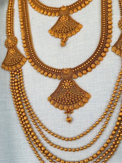 Royal Matte Antique Bridal Necklace Set 0597 - Mahilas