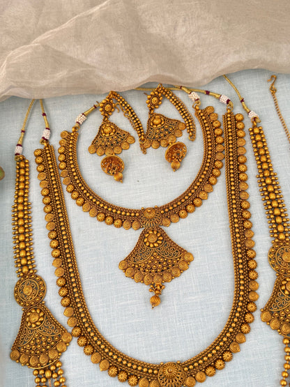 Royal Matte Antique Bridal Necklace Set 0597 - Mahilas