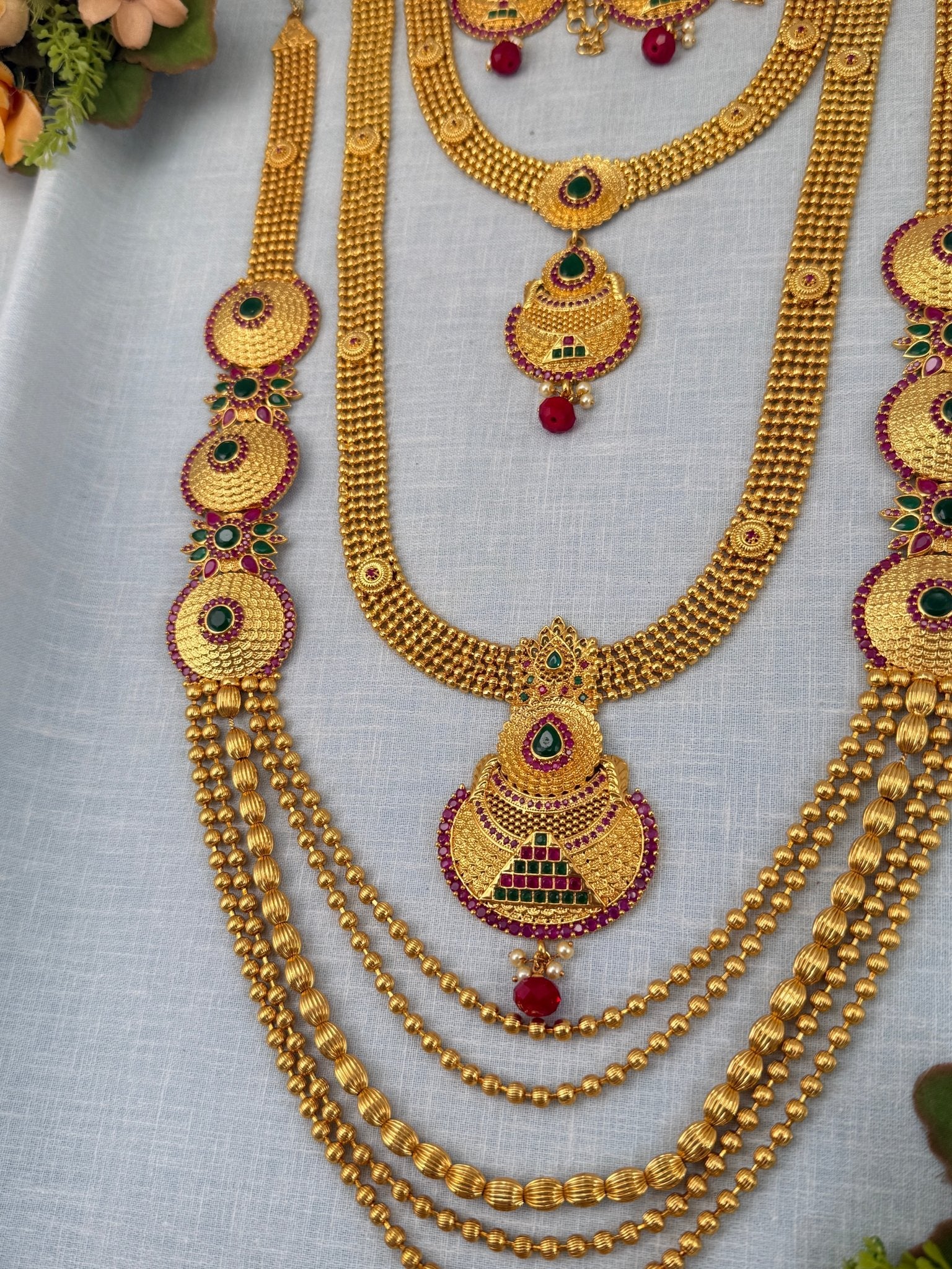 Royal Matte Antique Bridal Necklace Set 0598 - Mahilas