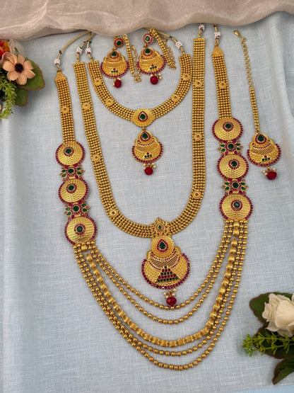 Royal Matte Antique Bridal Necklace Set 0598 - Mahilas