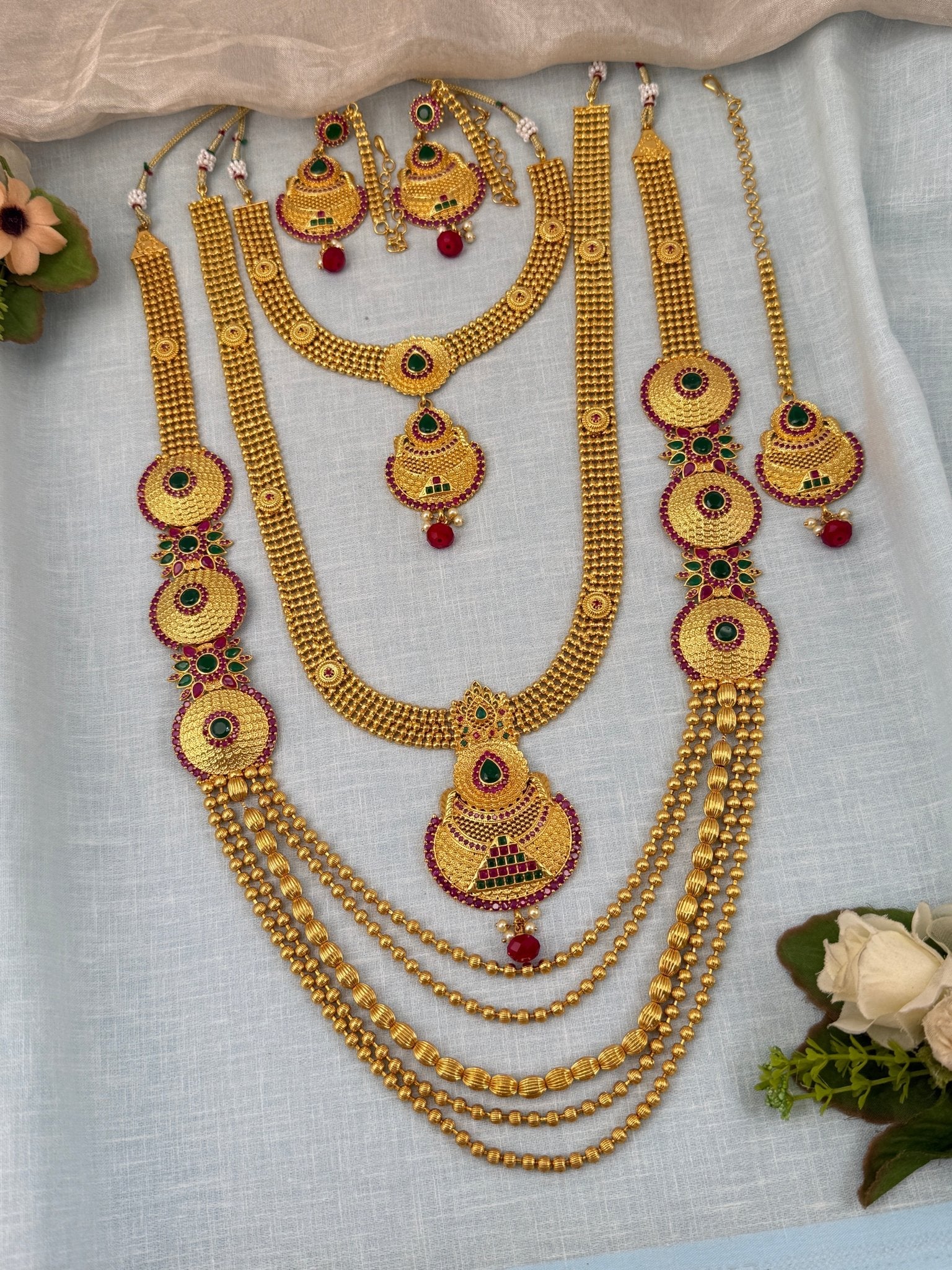 Royal Matte Antique Bridal Necklace Set 0598 - Mahilas