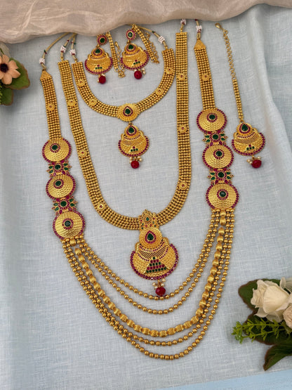 Royal Matte Antique Bridal Necklace Set 0598 - Mahilas