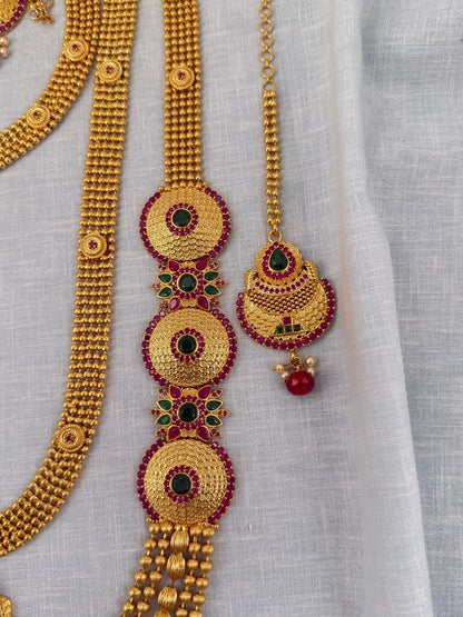 Royal Matte Antique Bridal Necklace Set 0598 - Mahilas