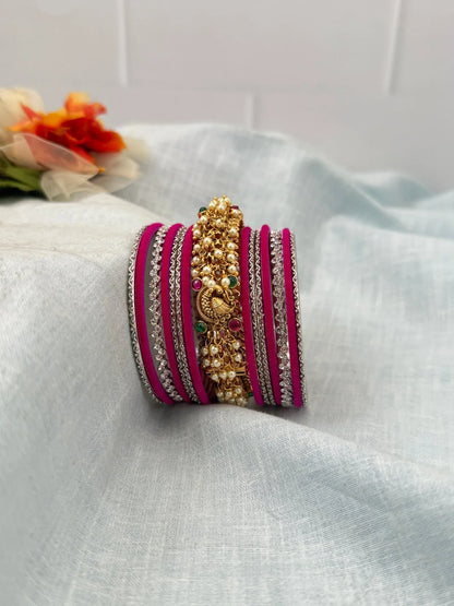 Royal Pastel Color Silver & Antique Kada Bangle Set 5261 - Mahilas