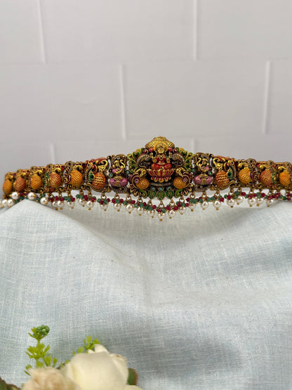 Royal Peacock Lakshmi Hand Painted Vaddanam Kamarbandh 7248 - Mahilas