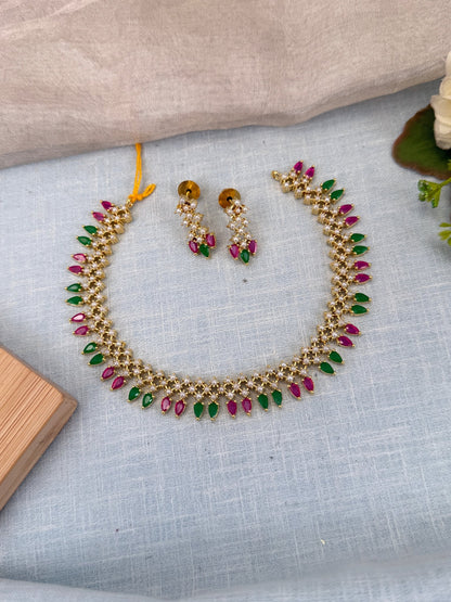 Royal Pearl Stone Short Necklace Set 560 - Mahilas
