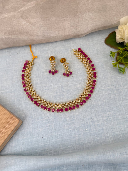 Royal Pearl Stone Short Necklace Set 567 - Mahilas