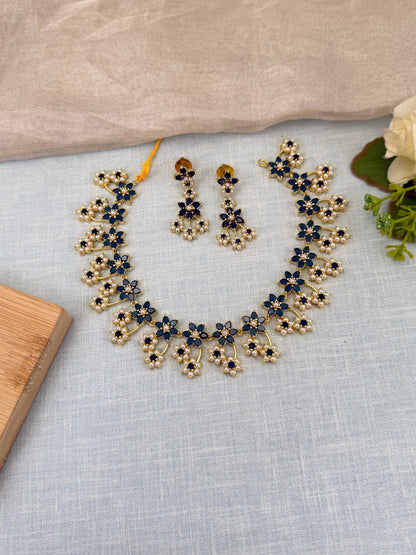 Royal Pearl Stone Short Necklace Set 590 - Mahilas