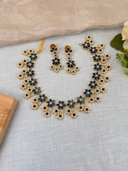 Royal Pearl Stone Short Necklace Set 590 - Mahilas
